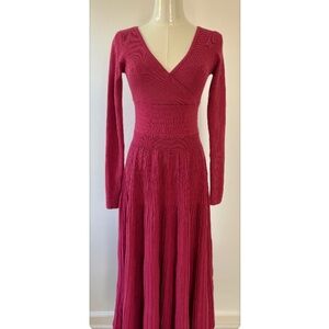 Petal & Pup Pink Ribbed Knit Midi Dress XS Long Sleeve Cutout Back